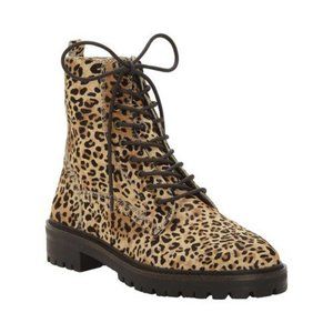 Lucky Brand Idara2 Leopard Calf Hair Combat Boots Sz 8.5